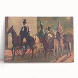 Modern Wall Art: Equestrian Parade with Clowns in Bold Expressionist Style