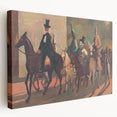 Modern Wall Art: Equestrian Parade with Clowns in Bold Expressionist Style
