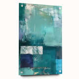 Abstract strokes wall art piece displayed in acrylic glass, featuring vibrant colors and smooth textures, elegantly mounted with pins for a modern aesthetic.