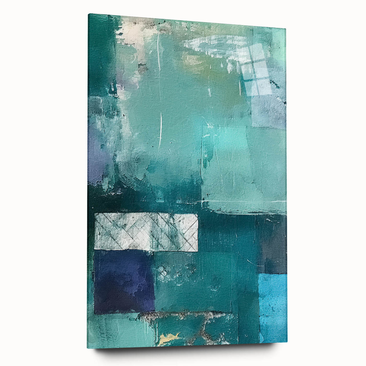 Abstract strokes wall art printed on acrylic glass, showcasing vibrant colors and unique textures, ideal for modern home decor in a stylish setting.