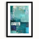 Abstract wall art featuring colorful strokes in a modern design, framed with a black mat, showcasing a stylish decor piece for contemporary interiors.