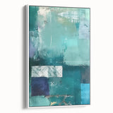 Framed abstract strokes wall art in a sleek white frame, showcasing bold brush strokes in vibrant colors, perfect for modern home decor.