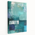 Abstract wall art featuring vibrant, colorful strokes on a stretched canvas, showcasing a modern design ideal for contemporary home decor, viewed from the side.