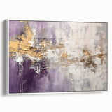 Framed canvas wall art featuring abstract strokes in white and soft pastels, adding a modern touch to home decor. Side view showcases the artwork's sleek design and elegant frame. Perfect for enhancing contemporary interiors.