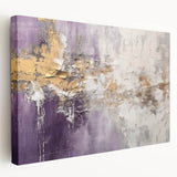 Abstract canvas wall art showcasing vibrant strokes in shades of blue, orange, and yellow, elegantly stretched on a frame, enhancing modern interior decor.