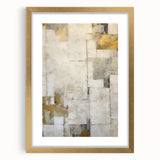 Abstract wall art featuring gold strokes on a white background, framed with a matte finish, ideal for modern home decor. Perfect for elevating any interior space.