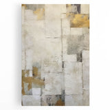 Abstract wall art featuring colorful, textured strokes on a stretched canvas, showcasing vibrant hues of blue, pink, and yellow, ideal for modern home decor.