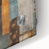 Abstract wall art design featuring vibrant strokes in shades of blue, pink, and gold on acrylic glass, showcasing a modern aesthetic ideal for contemporary decor.