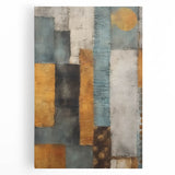 Abstract strokes wall art in vibrant colors, featuring layered textures on a stretched canvas, perfect for modern decor and adding artistic flair to any room.