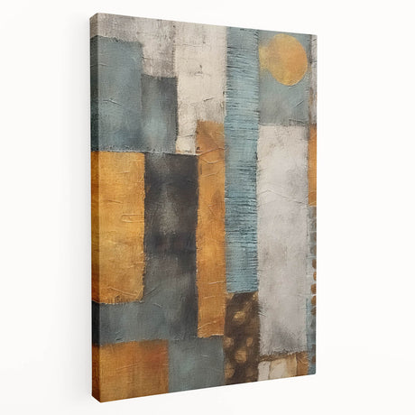 Abstract strokes wall art on stretched canvas, showcasing vibrant colors and dynamic lines, enhancing modern decor with artistic flair and unique texture.