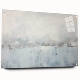 Abstract wall art featuring vibrant strokes in shades of blue, orange, and yellow, displayed in a sleek acrylic glass frame, highlighting its modern design and artistic flair.