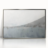 Framed abstract wall art featuring silver acrylic strokes on a white background, ideal for modern home decor, adding a touch of elegance and sophistication.