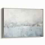 Framed wall art featuring abstract strokes in silver and gray, showcasing a modern design that adds elegance to any room, ideal for contemporary decor.