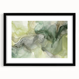 Abstract strokes wall art framed in black with a white mat, showcasing vibrant colors and dynamic patterns, perfect for modern home decor or office styling.