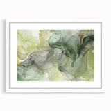 Abstract strokes wall art framed in white, showcasing a modern design with vibrant colors and dynamic shapes, perfect for contemporary home decor.