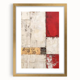Abstract strokes wall art in a gold frame with a white mat, showcasing vibrant colors and dynamic lines, ideal for modern home decor or gallery settings.