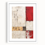 Abstract wall art featuring vibrant strokes in a mix of blue, pink, and gold colors, framed with a white mat, perfect for modern home decor.