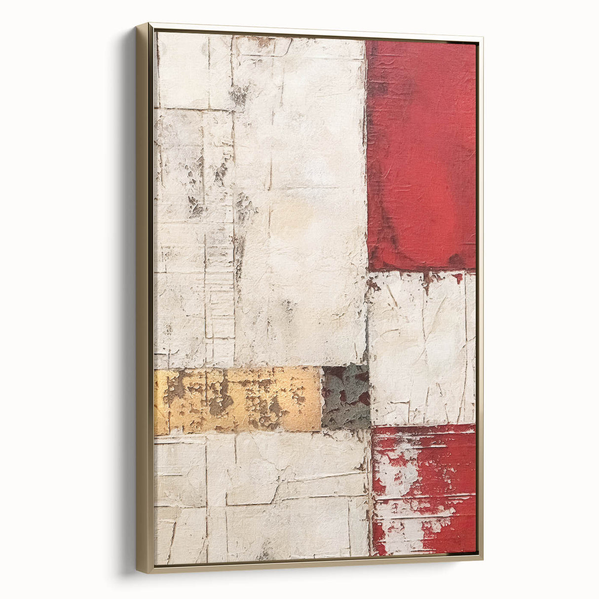 Framed canvas wall art showcasing abstract gold strokes on a white background, ideal for modern home decor. Perfect for adding a touch of elegance to any room.