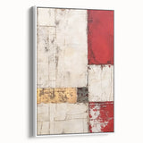 Framed abstract wall art featuring vibrant strokes in shades of blue, yellow, and pink, displayed from a white side view, perfect for modern decor. This canvas adds a contemporary touch to living spaces and enhances artistic ambiance.