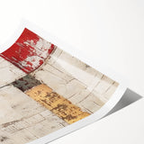 Abstract wall art print showcasing vibrant strokes in shades of blue, pink, and gold, rolled for easy display, perfect for modern home decor.