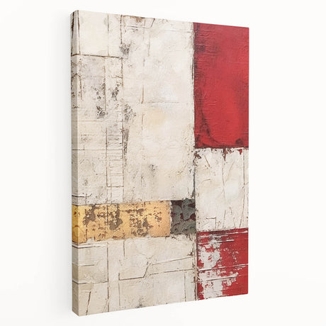 Stretched canvas wall art showcasing vibrant abstract strokes in bold colors, elegantly framed for modern decor. Ideal for contemporary living spaces.