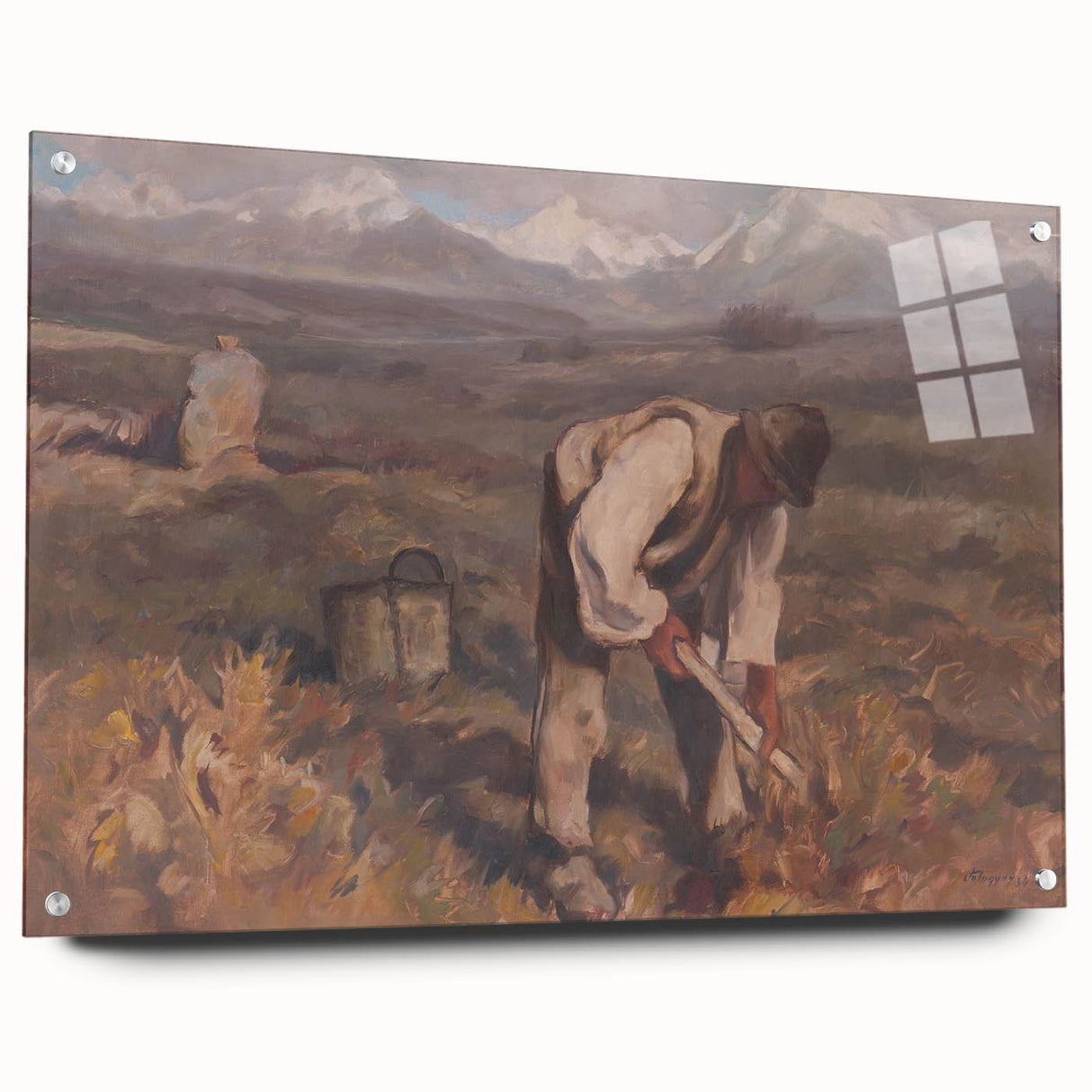 Modern Wall Art: Rustic Autumn Farming Scene with Earthy and Warm Tones