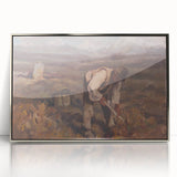 Modern Wall Art: Rustic Autumn Farming Scene with Earthy and Warm Tones