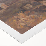 Modern Wall Art: Rustic Autumn Farming Scene with Earthy and Warm Tones