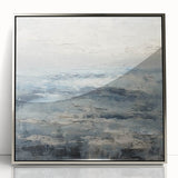 Framed wall art featuring abstract strokes in silver and white, showcasing a modern design that adds elegance to any decor. Perfect for contemporary interiors.