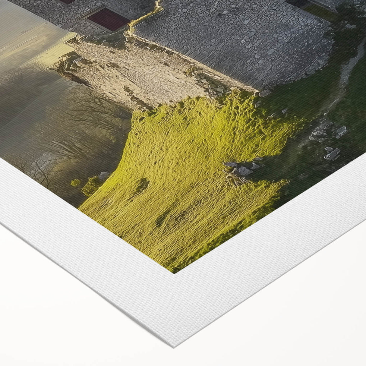 Beautiful rolled canvas showcasing a vibrant landscape scene with a majestic castle, featuring rich colors and intricate details, ideal for home decor and art enthusiasts.