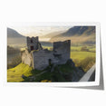 Detailed rolled print showcasing a vibrant landscape featuring a majestic castle surrounded by lush greenery, designed for home decor enthusiasts, packaged securely for safe delivery.