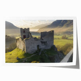 Detailed rolled print showcasing a vibrant landscape featuring a majestic castle surrounded by lush greenery, designed for home decor enthusiasts, packaged securely for safe delivery.