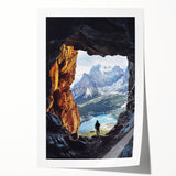 Stunning landscape print showcasing vibrant cave formations with intricate details, rolled and securely packaged in a protective tube for easy transport and display.