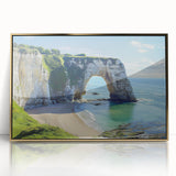 Framed acrylic artwork showcasing a stunning landscape of golden cliffs against a vibrant blue sky, perfect for home decor and adding a touch of elegance.