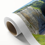 Vibrant rolled canvas depicting stunning cliffs and landscapes, showcasing rich colors and intricate details, perfect for home decor and nature enthusiasts.