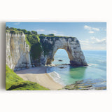 Stretched canvas artwork depicting dramatic cliffs against a vibrant sunset, showcasing rich colors and intricate textures, perfect for enhancing modern home decor.