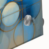 Acrylic Bedroom Wall Art – Geometric Blue & Gold Canvas Print