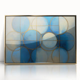 Acrylic Bedroom Wall Art – Geometric Blue & Gold Canvas Print
