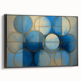 Acrylic Bedroom Wall Art – Geometric Blue & Gold Canvas Print