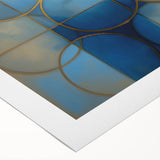 Acrylic Bedroom Wall Art – Geometric Blue & Gold Canvas Print