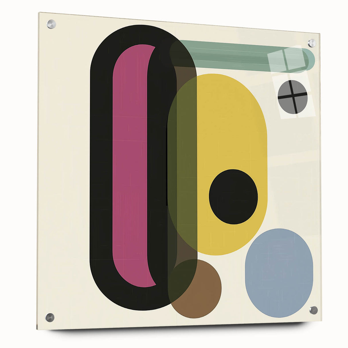 Retro Abstract Living Room Wall Art – Geometric Black & Yellow