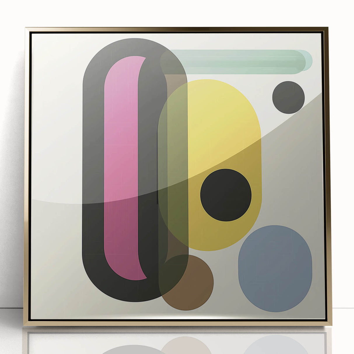 Retro Abstract Living Room Wall Art – Geometric Black & Yellow