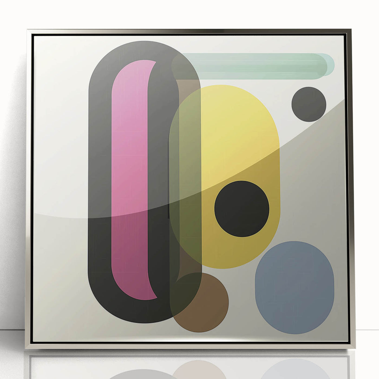 Retro Abstract Living Room Wall Art – Geometric Black & Yellow