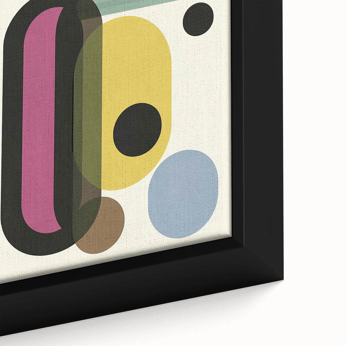 Retro Abstract Living Room Wall Art – Geometric Black & Yellow