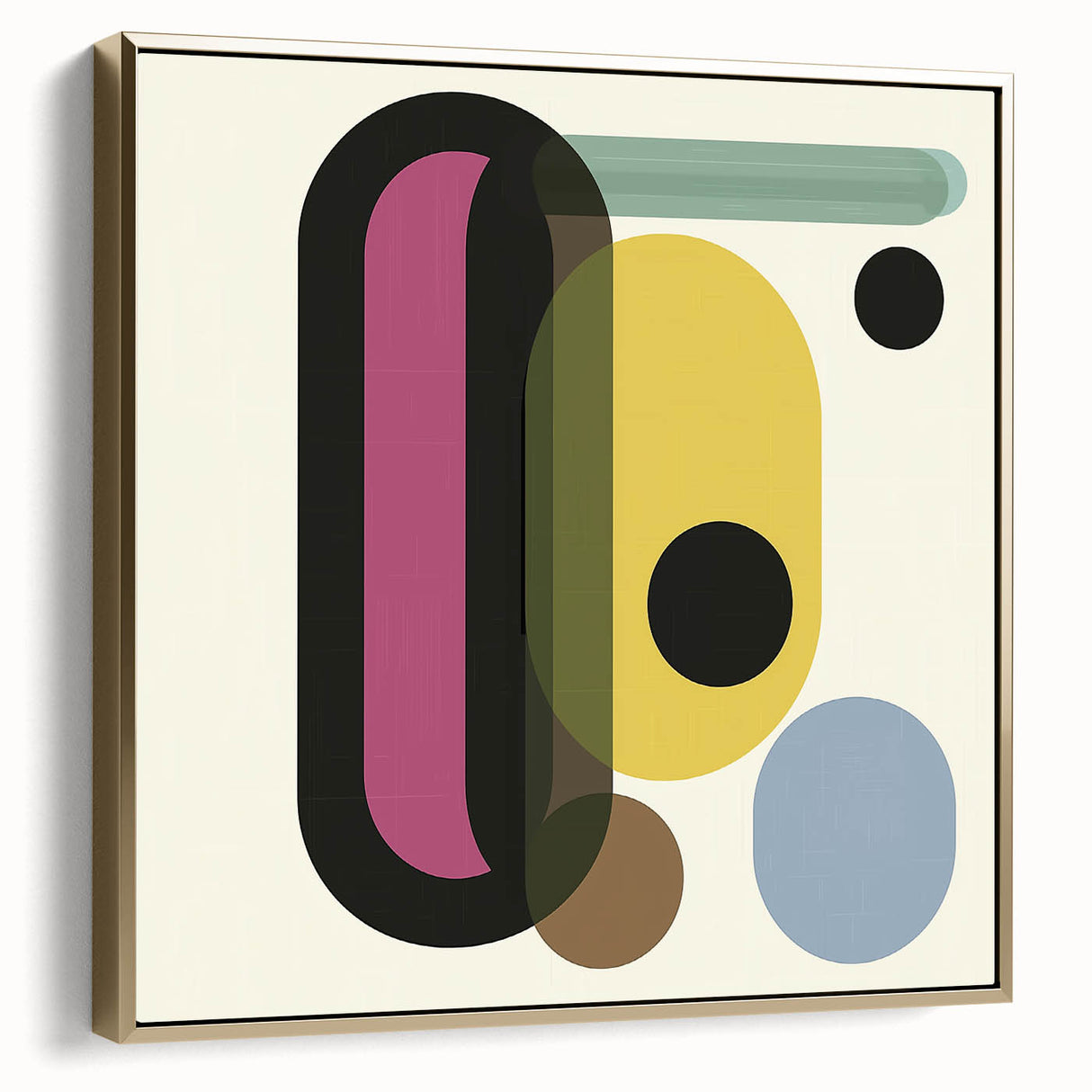 Retro Abstract Living Room Wall Art – Geometric Black & Yellow