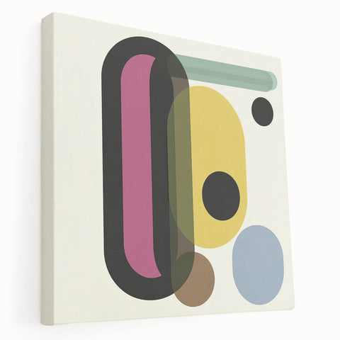 Retro Abstract Living Room Wall Art – Geometric Black & Yellow
