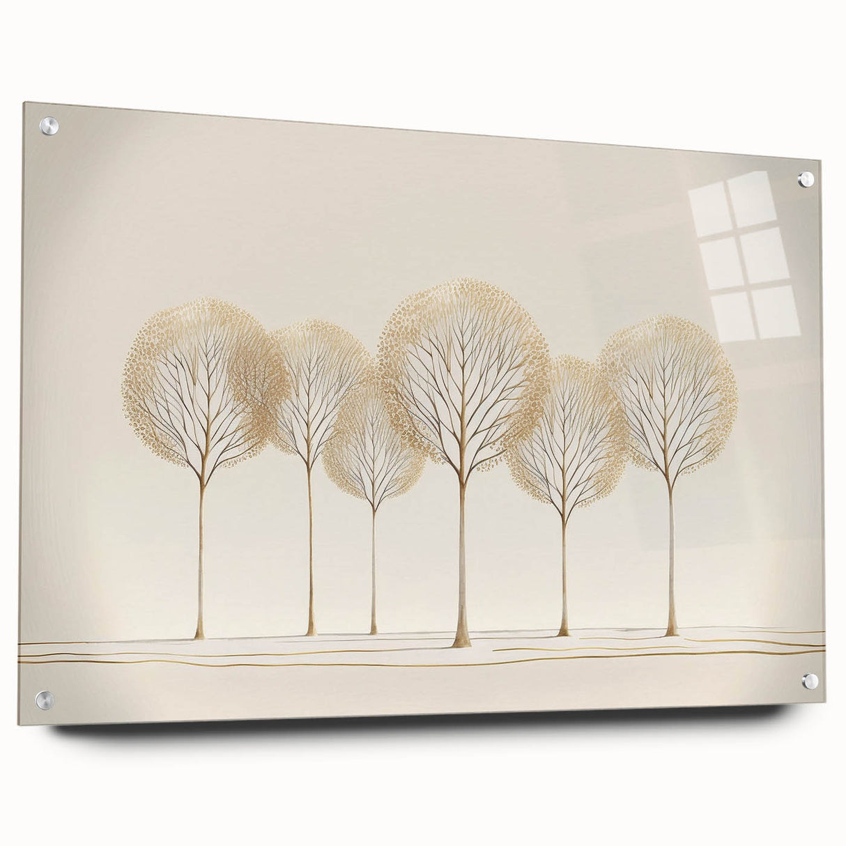 Minimalist Office Wall Art – Elegant Golden Tree Canvas Print