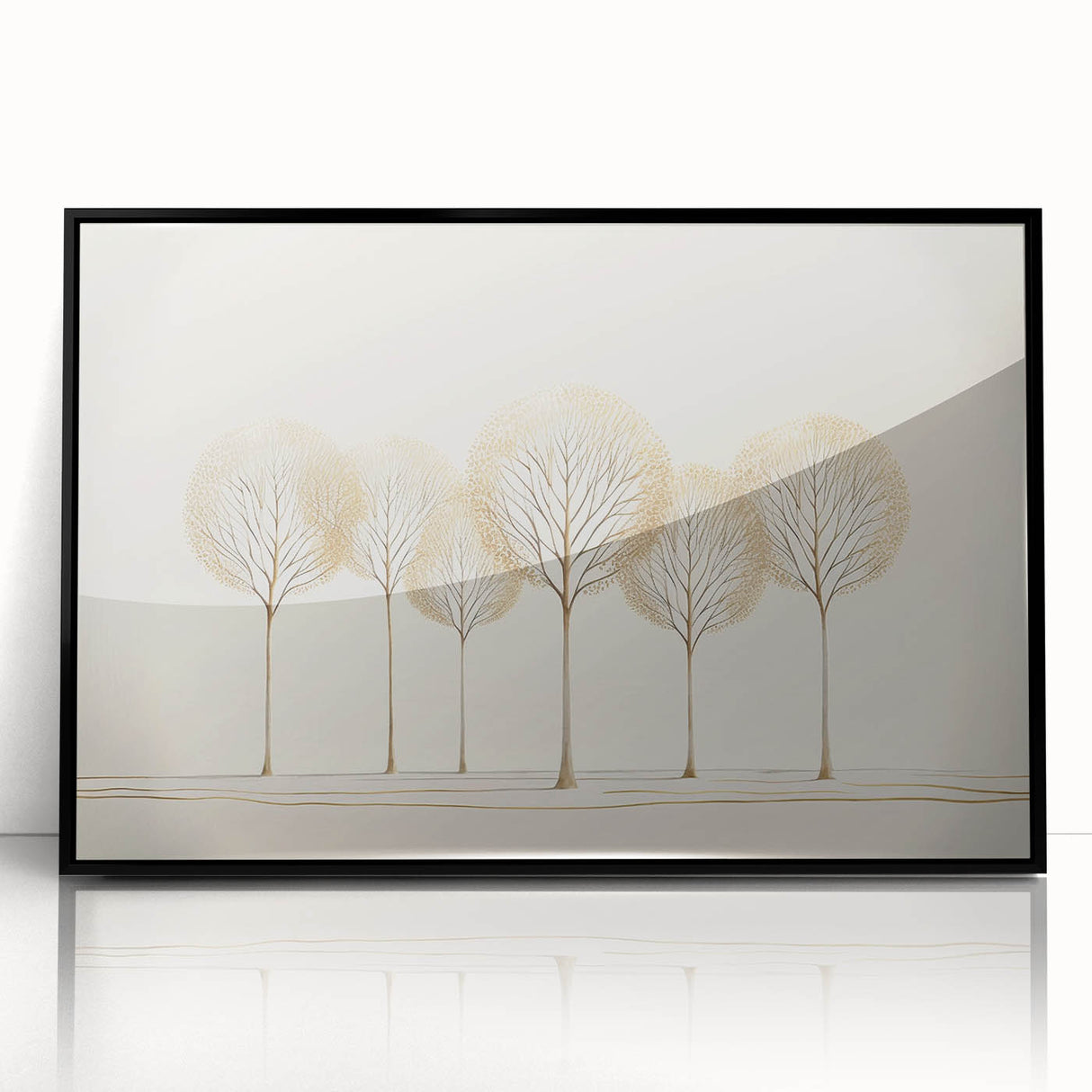 Minimalist Office Wall Art – Elegant Golden Tree Canvas Print