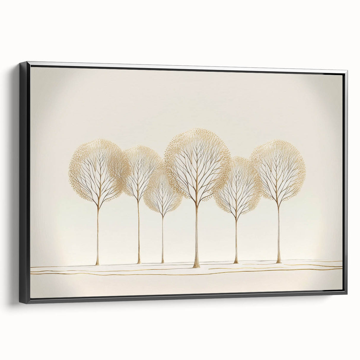 Minimalist Office Wall Art – Elegant Golden Tree Canvas Print