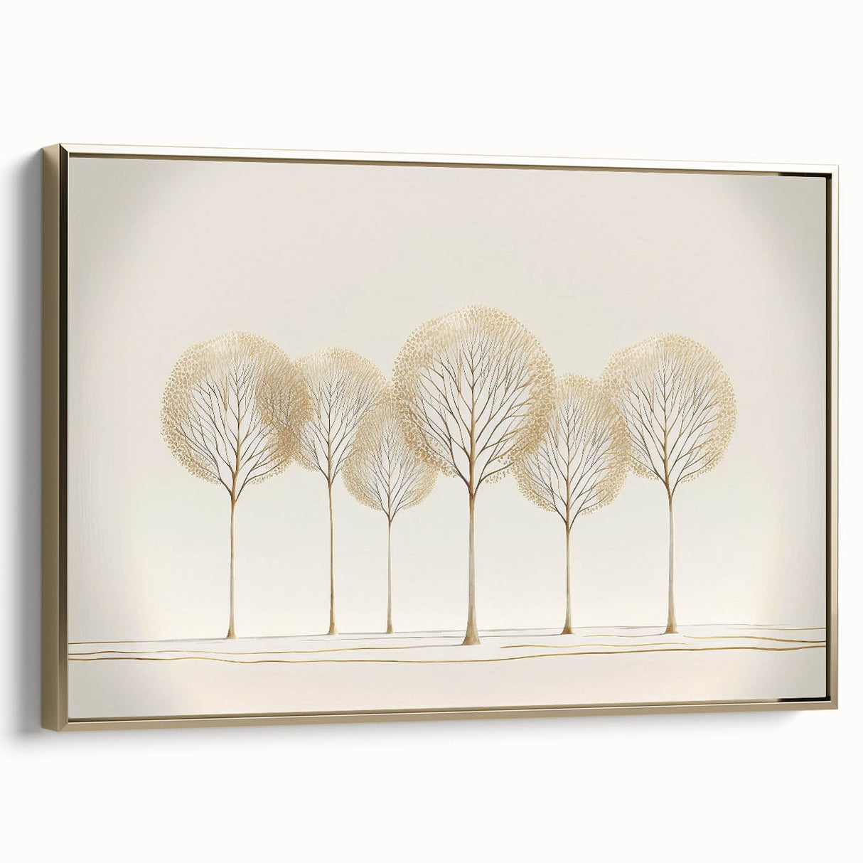 Minimalist Office Wall Art – Elegant Golden Tree Canvas Print